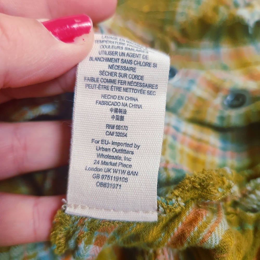 Free People Womens Juniper Snap Side Plaid Button Down Shirt Size L Green Plaid - Picture 7 of 11